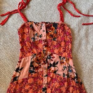 Sz 0 Free People asymmetrical midi patterned dress